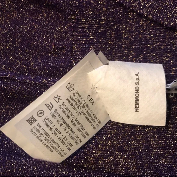 MCM Purple and Gold Sparkle Women's Cardigan US size 6 Made in Italy Wool Blend - Picture 14 of 16